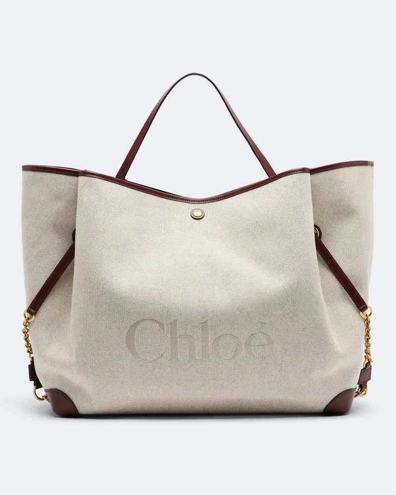 Chloé Chloé Shopper Clover in canvas con pelle Bianco