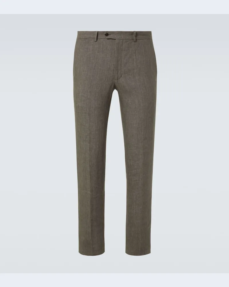 Rubinacci Pantaloni chino Modluca in lino Verde