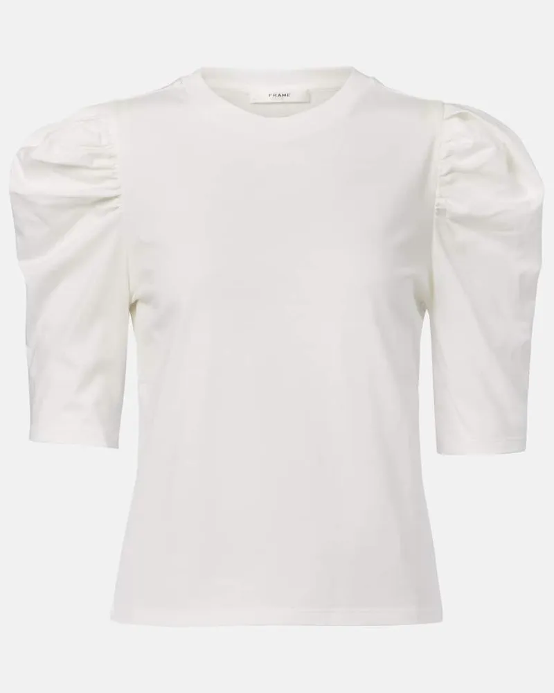 Frame Denim Top in cotone drappeggiato Bianco