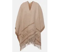 Max Mara Poncho Logo in jacquard di lana Marrone