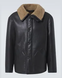 Christophe Lemaire Giacca in pelle con shearling Marrone