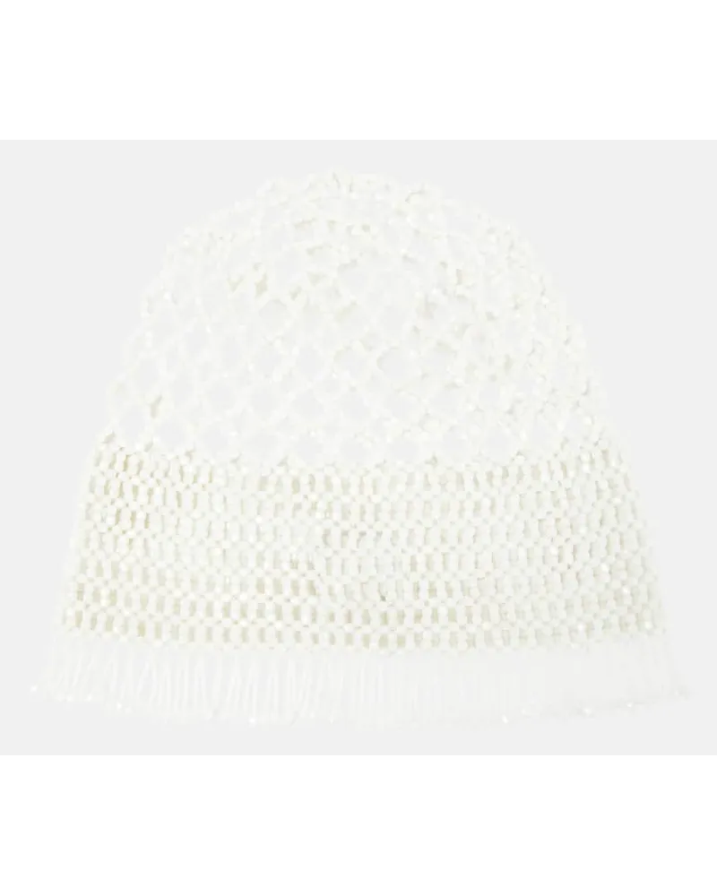 Jil Sander Cappello con perline Bianco