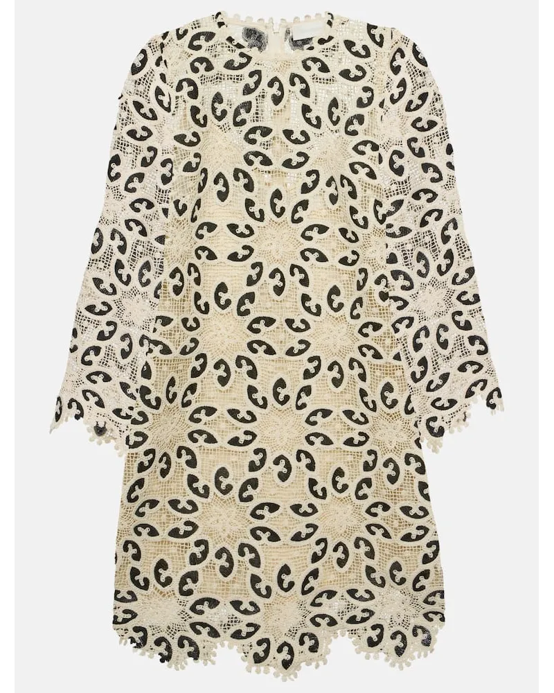 Zimmermann Miniabito Ottie in pizzo di misto cotone Bianco