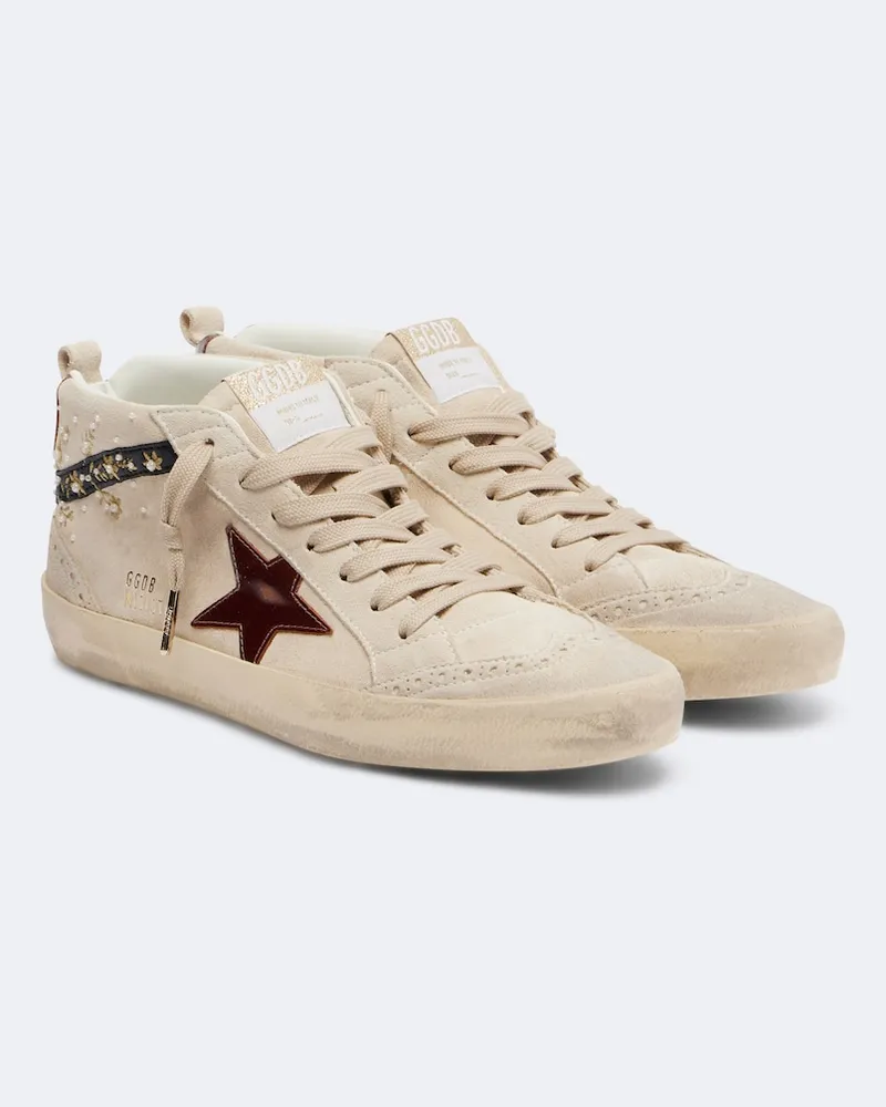 Golden Goose Sneakers alte Mid Star in suede Bianco