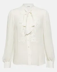 Self-Portrait Blusa in chiffon con pizzo Bianco