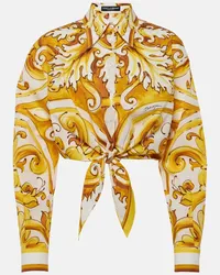 Dolce & Gabbana Camicia cropped Majolica in popeline di cotone Multicolore