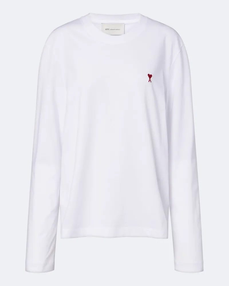 AMI Paris T-shirt Ami De Cœur in jersey di cotone Bianco