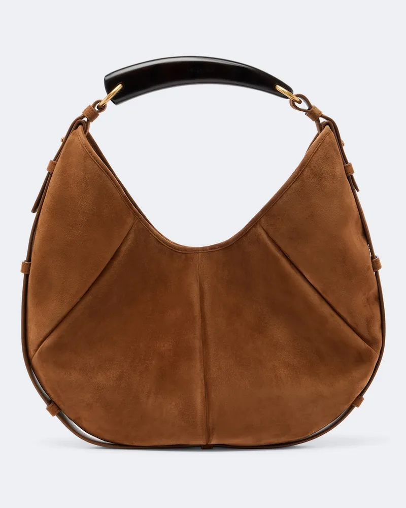 Saint Laurent Borsa a spalla Mombasa Medium in suede Marrone