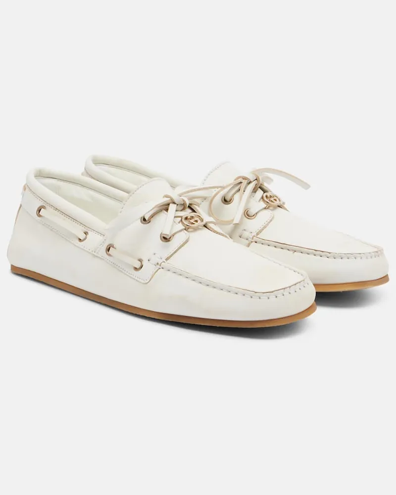 Gucci Mocassini Interlocking G in pelle Bianco
