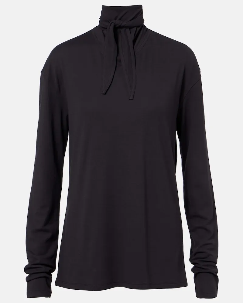 Christophe Lemaire Top a collo alto in jersey di cotone Nero