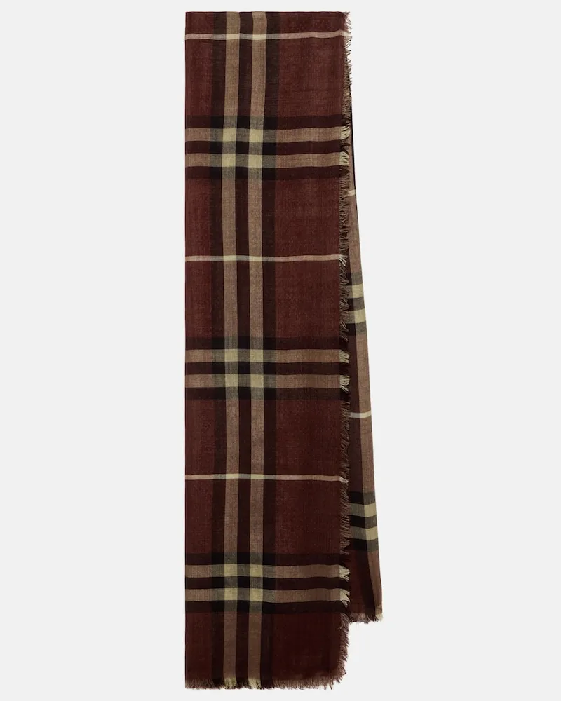 Burberry Sciarpa Burberry Check in lana e seta Borgogna