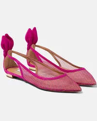 Aquazzura Ballerine in mesh con fiocco Rosa