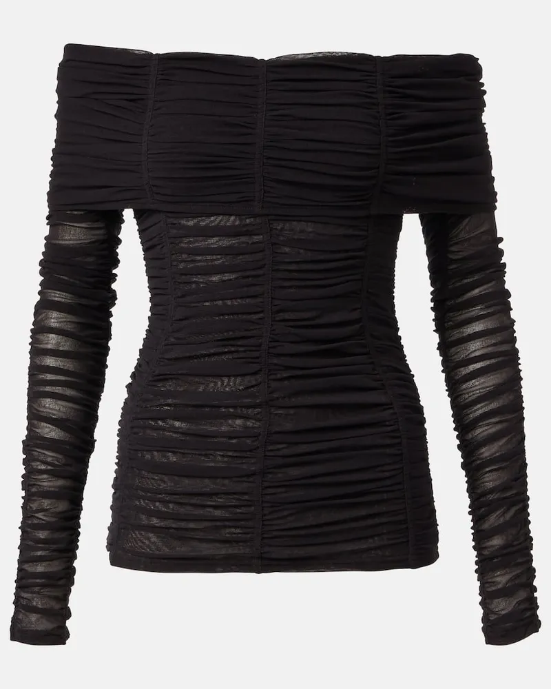 ATTICO Top in jersey con scollo bardot Marrone
