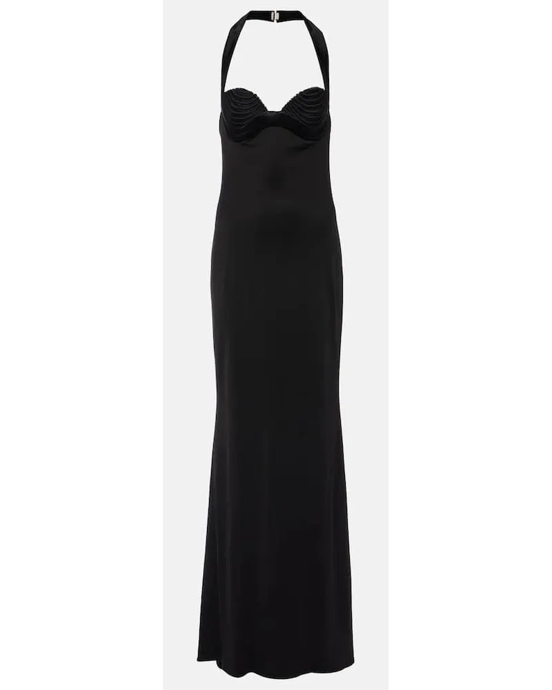 GALVAN Abito lungo Shifter con corsetto Nero