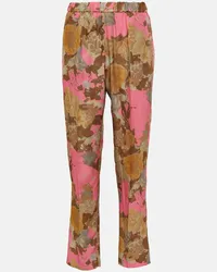 Dries van Noten Pantaloni slim a vita media con stampa Multicolore