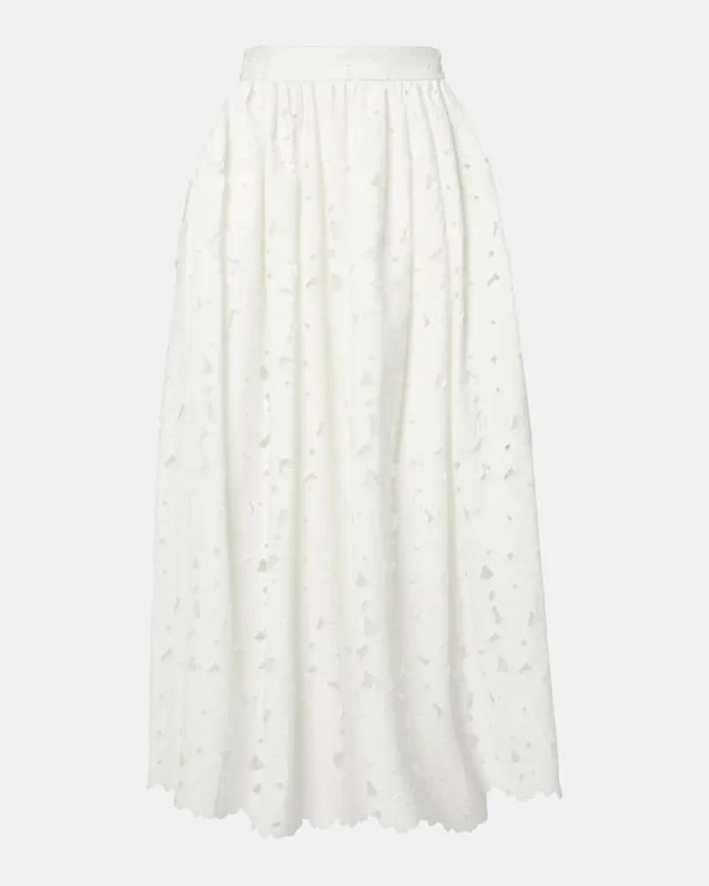 Erdem Gonna midi in misto cotone Bianco