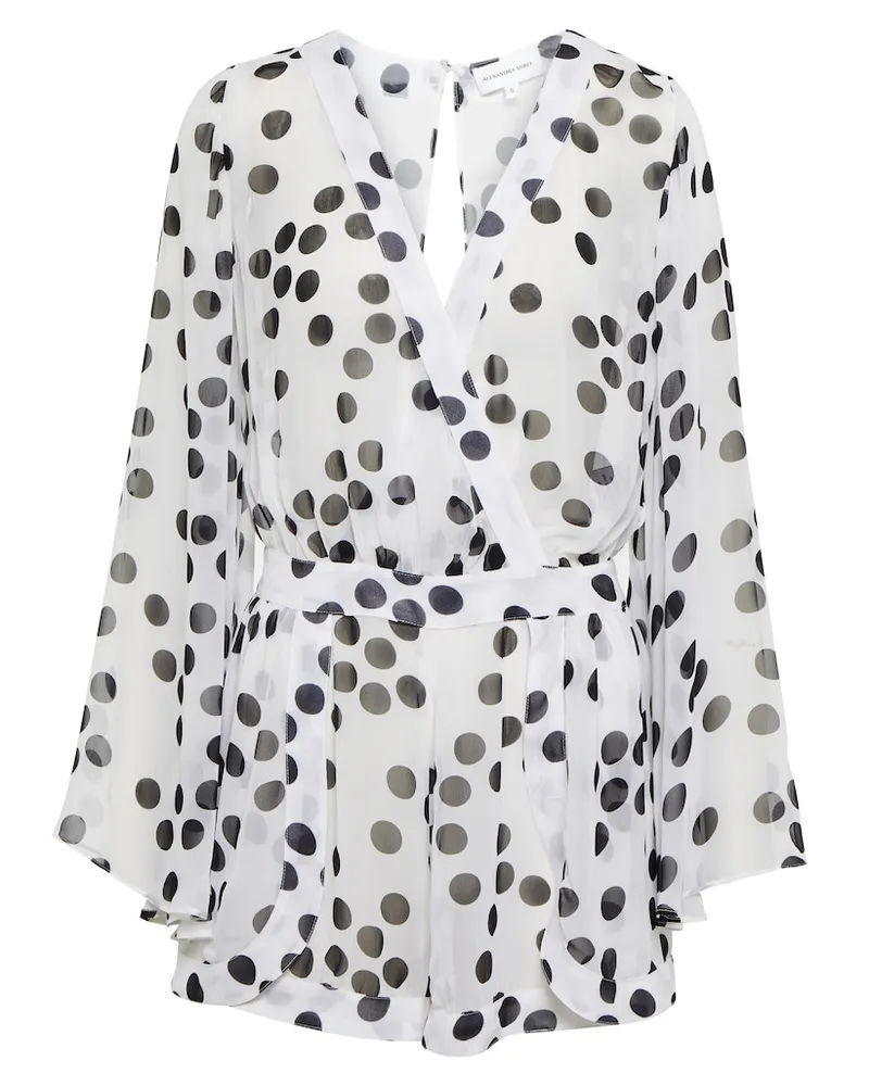 Alexandra Miro Jumpsuit corta Emma in chiffon a pois Bianco