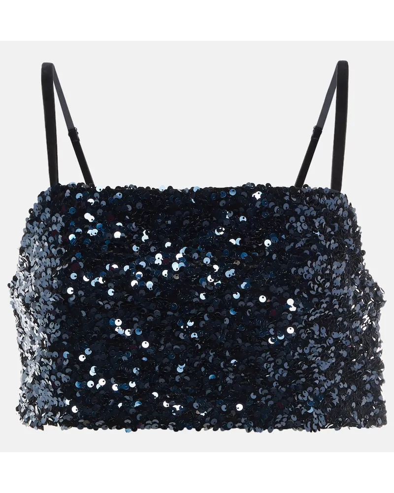 Dorothee Schumacher Top cropped con paillettes Blu