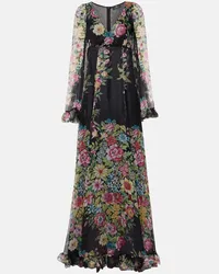 Etro Abito lungo in chiffon di seta Nero