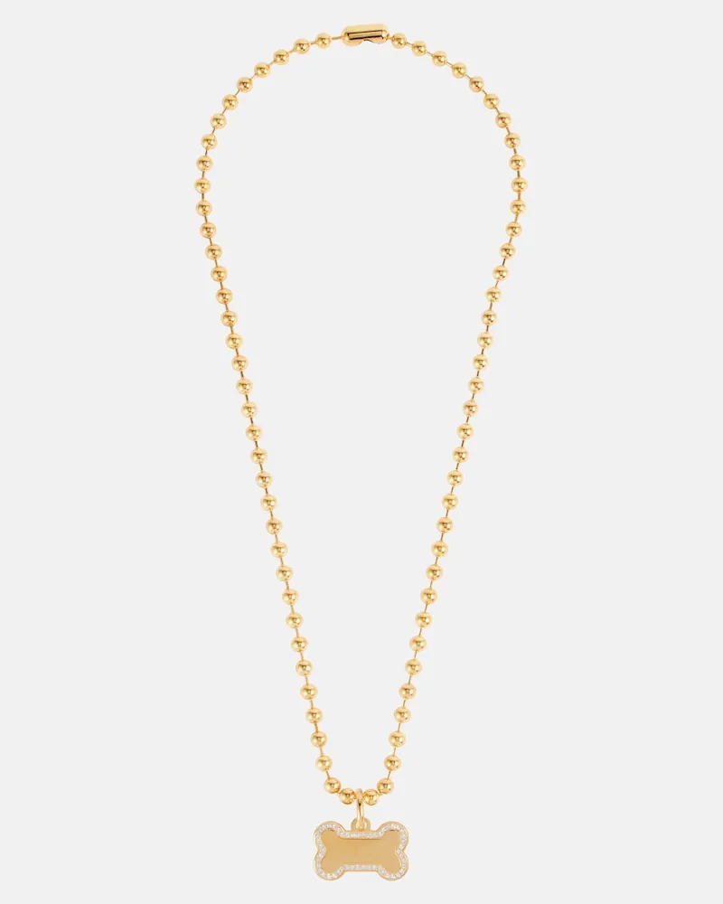 Balenciaga Collana per cani in acciaio inox con logo Oro