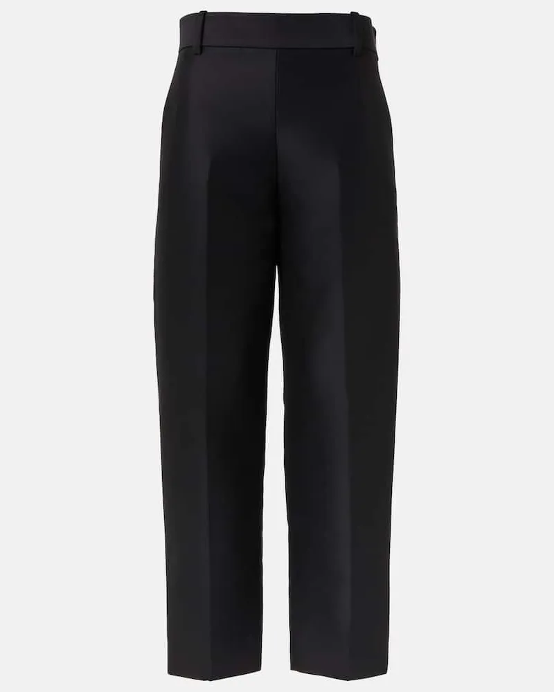 KHAITE Pantaloni regular Cam in lana e seta Nero