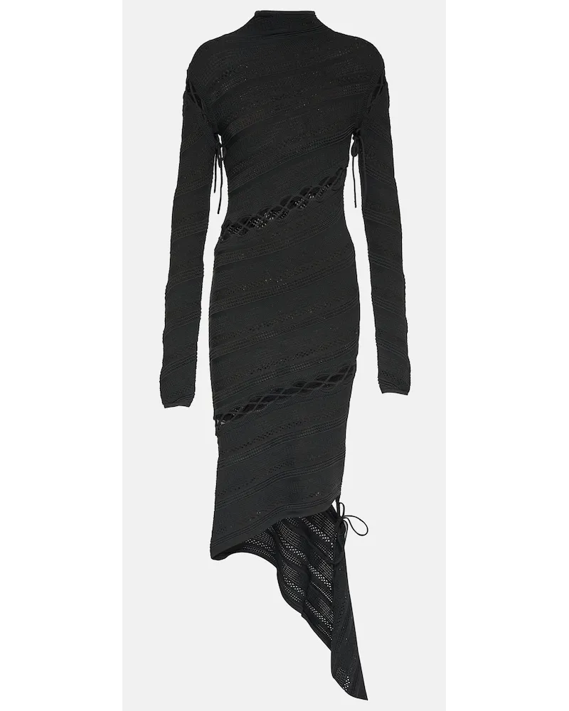 Dion Lee Miniabito asimmetrico in pointelle Nero
