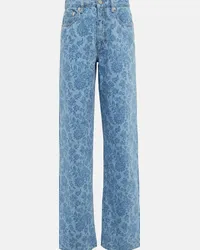 Alessandra Rich Jeans a gamba larga con stampa Blu