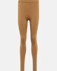 Loro Piana Leggings Gentle in lana a vita alta Beige