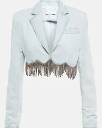 Area Blazer cropped di jeans con cristalli Blu