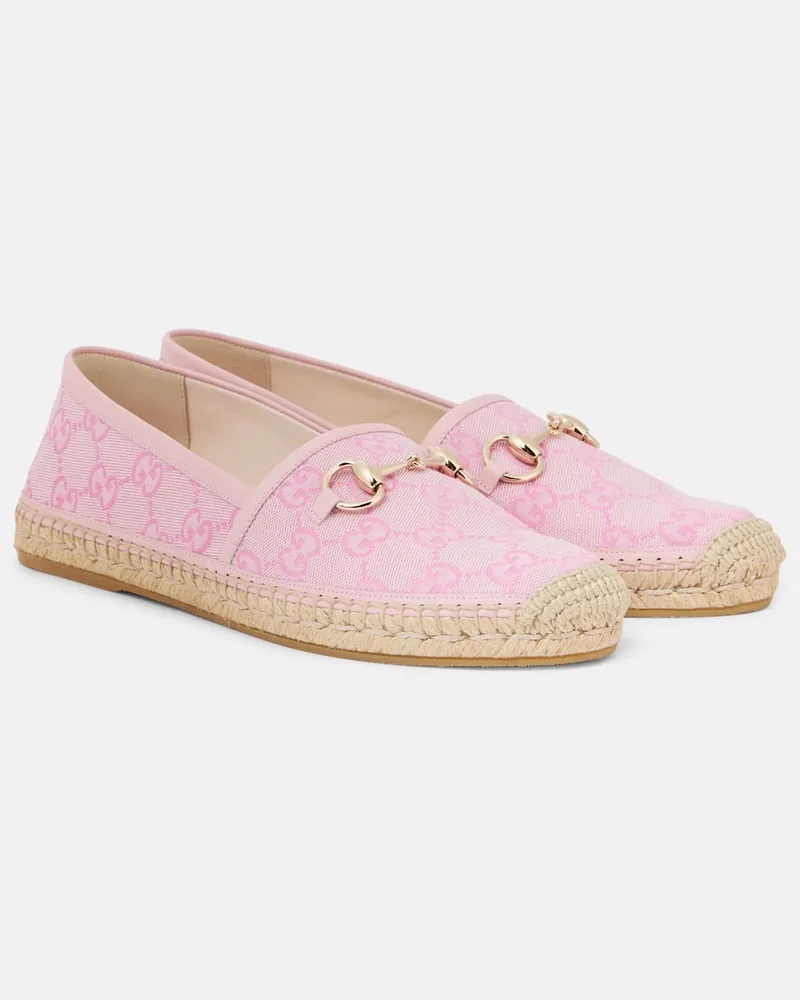 Gucci Espadrillas Horsebit GG in canvas Rosa