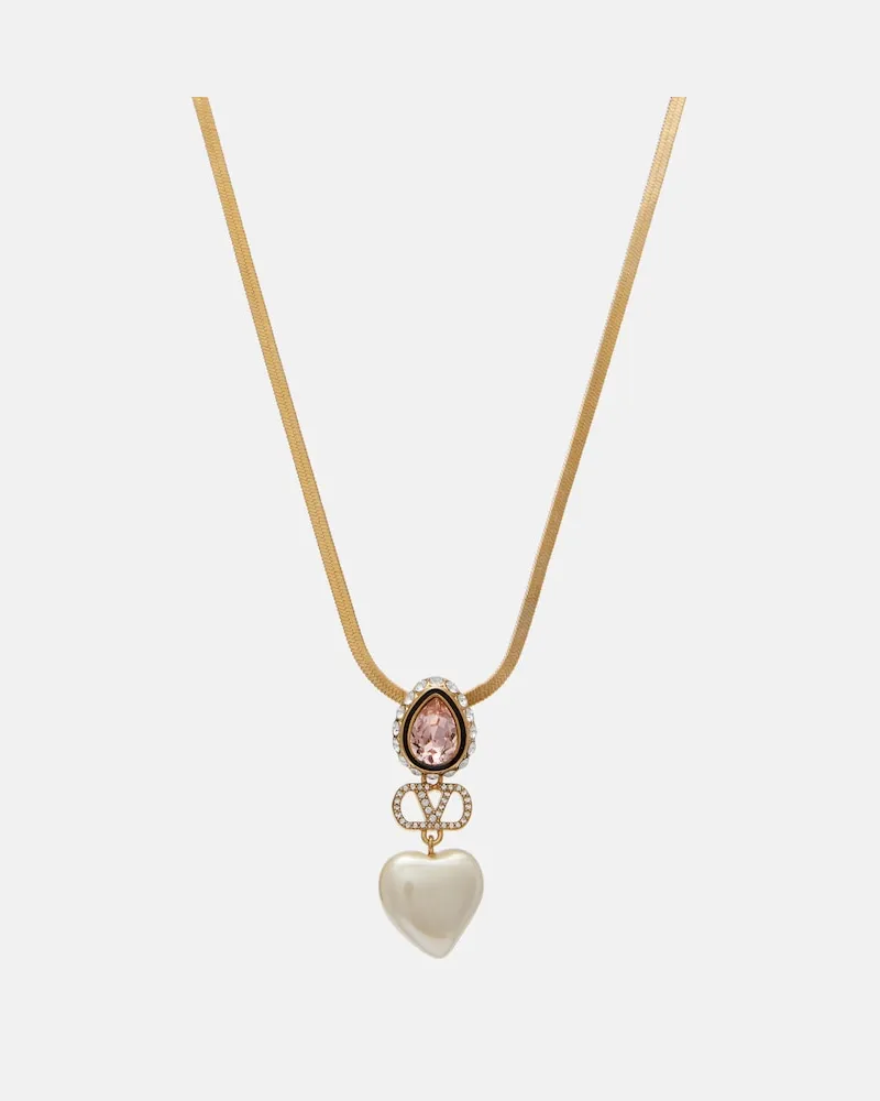 Valentino Garavani Collana VLogo con cristalli Oro