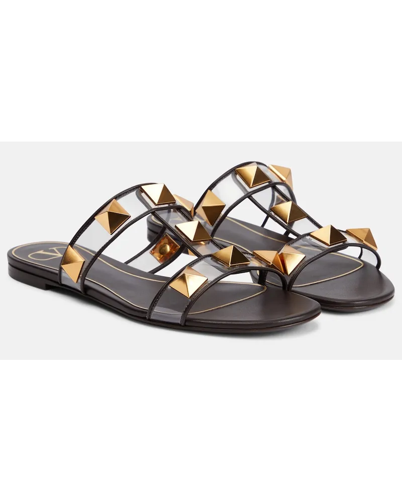Valentino Garavani Sandali Roman Stud in pelle e PVC Marrone