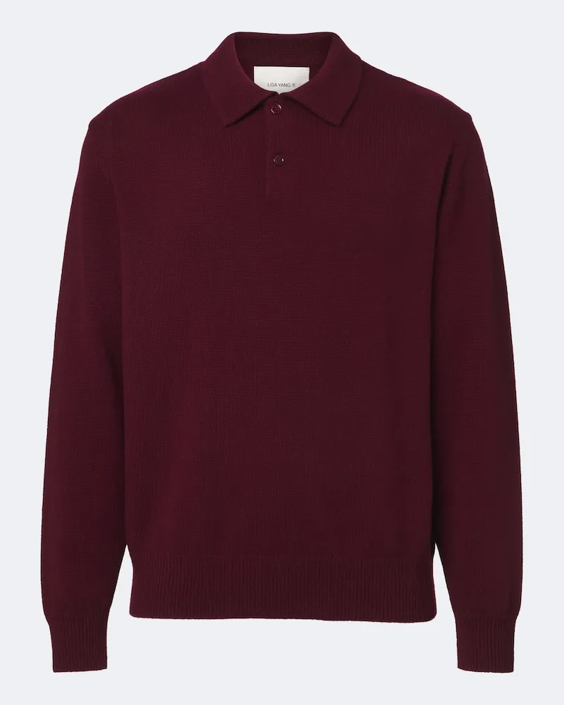 Lisa Yang Pullover polo Rufus in cashmere Borgogna