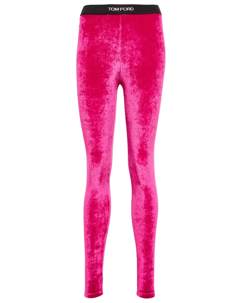 Tom Ford Leggings in velluto con logo Rosa