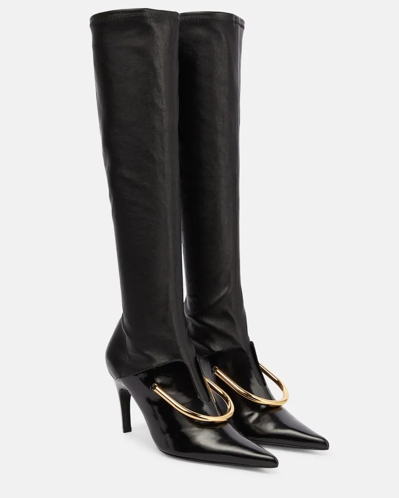 Jil Sander Stivali in pelle con decorazioni Nero