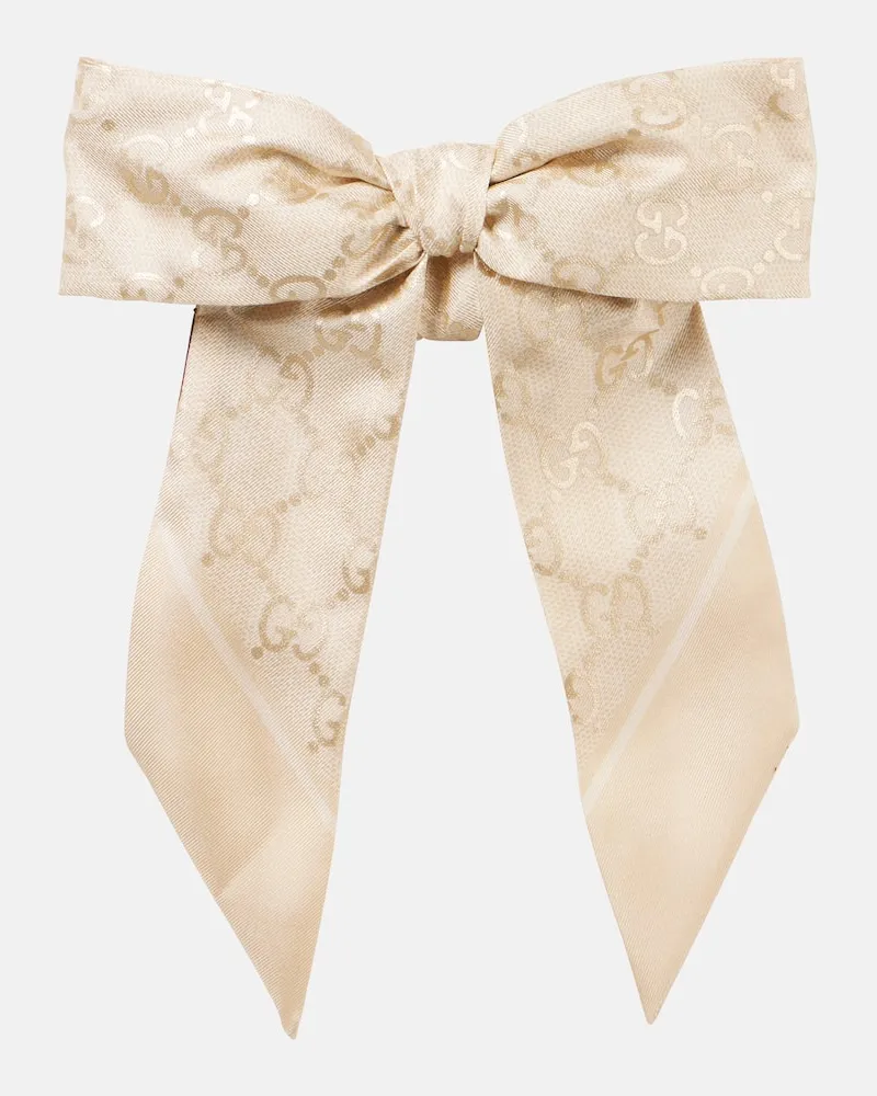 Gucci Scrunchie in seta GG con fiocco Neutro