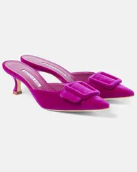 Manolo Blahnik Mules Maysale 50 in velluto Viola