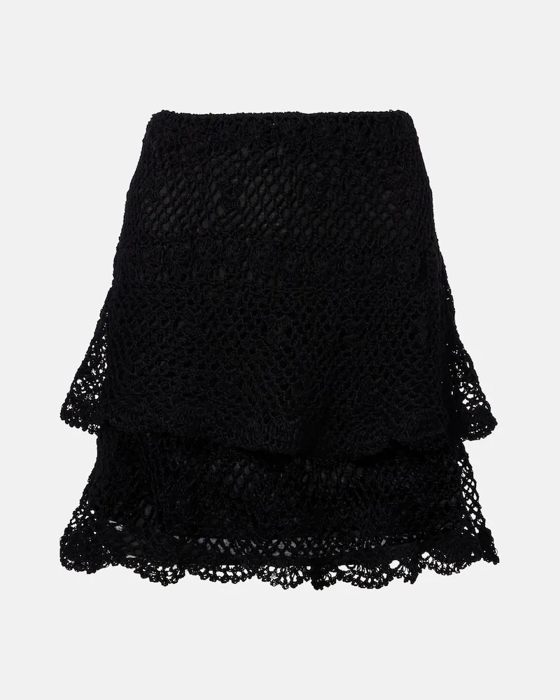 Anna Kosturova Minigonna Florence in cotone crochet Nero