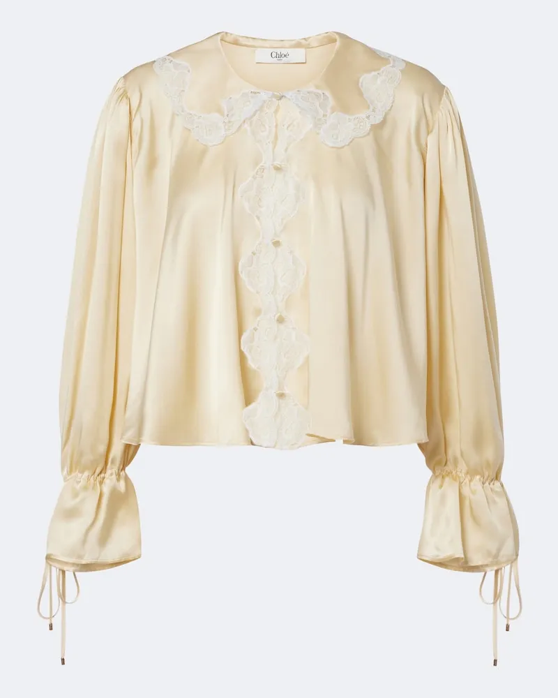 Chloé Chloé Blusa in raso di seta con pizzo Giallo