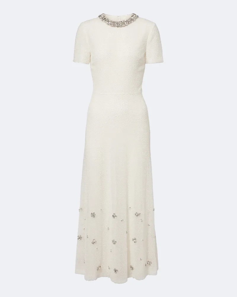 Roland Mouret Abito midi con cristalli Bianco