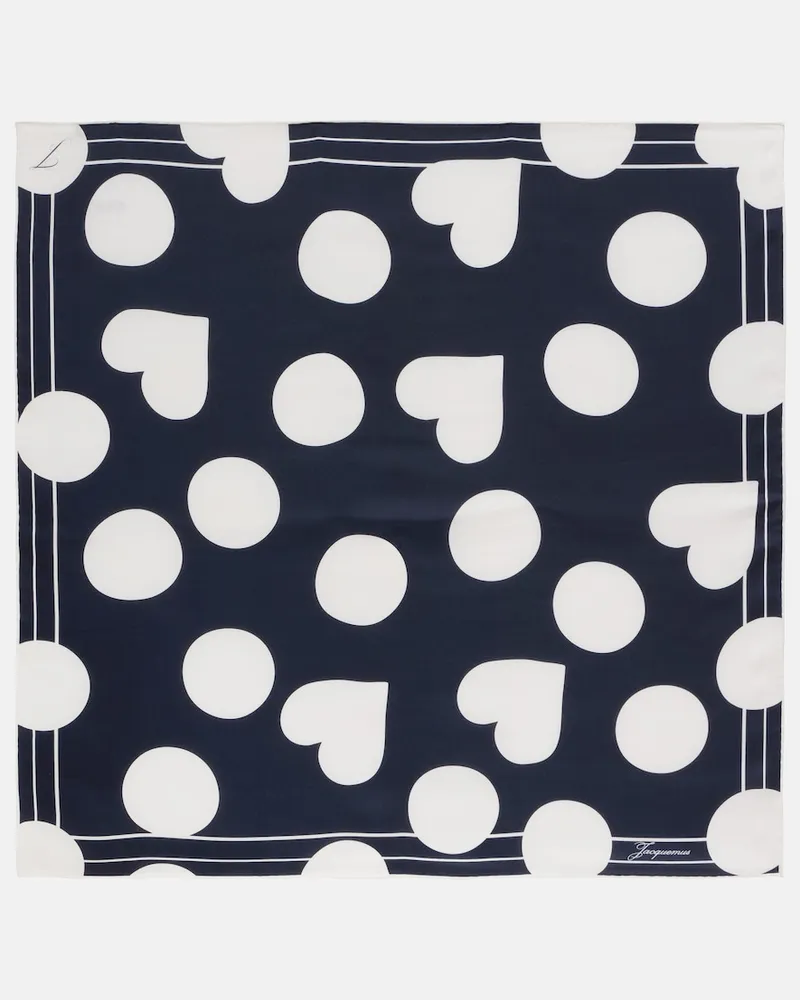 Jacquemus Foulard CÅur in seta con stampa Blu
