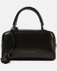 Brunello Cucinelli Borsa Mini in pelle con logo Nero