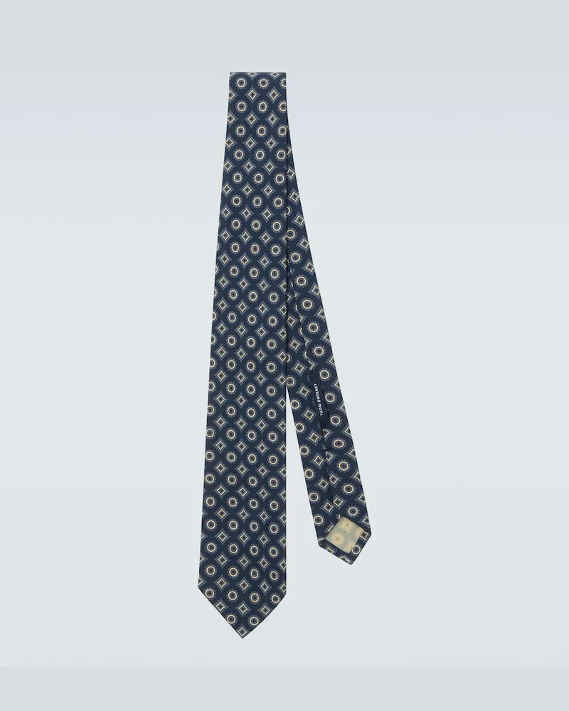 Thom Sweeney Cravatta in seta con stampa Blu