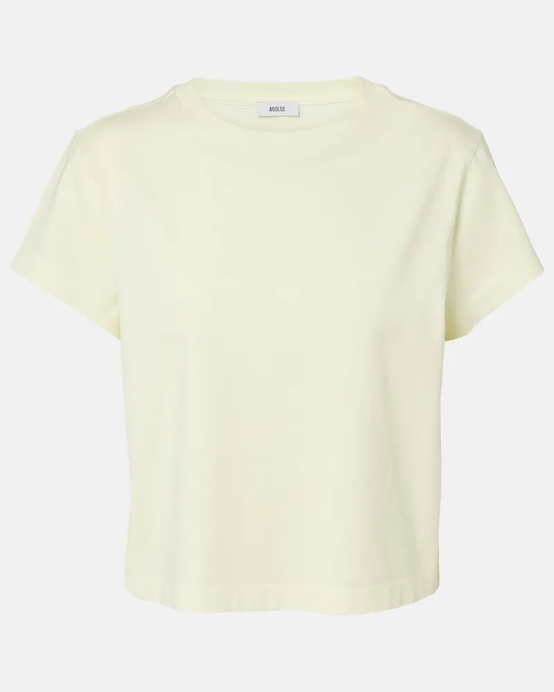 AGOLDE T-shirt Adine in jersey di cotone cropped Giallo