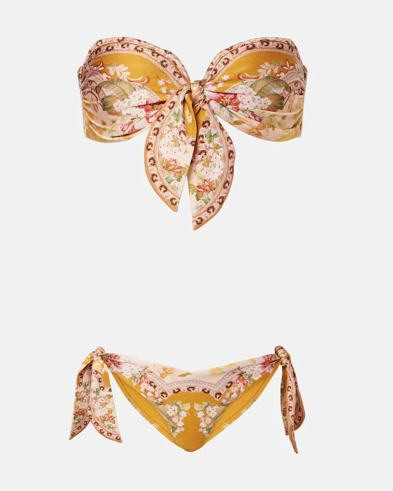 Zimmermann Bikini Wylie Scarf Tie con stampa Giallo