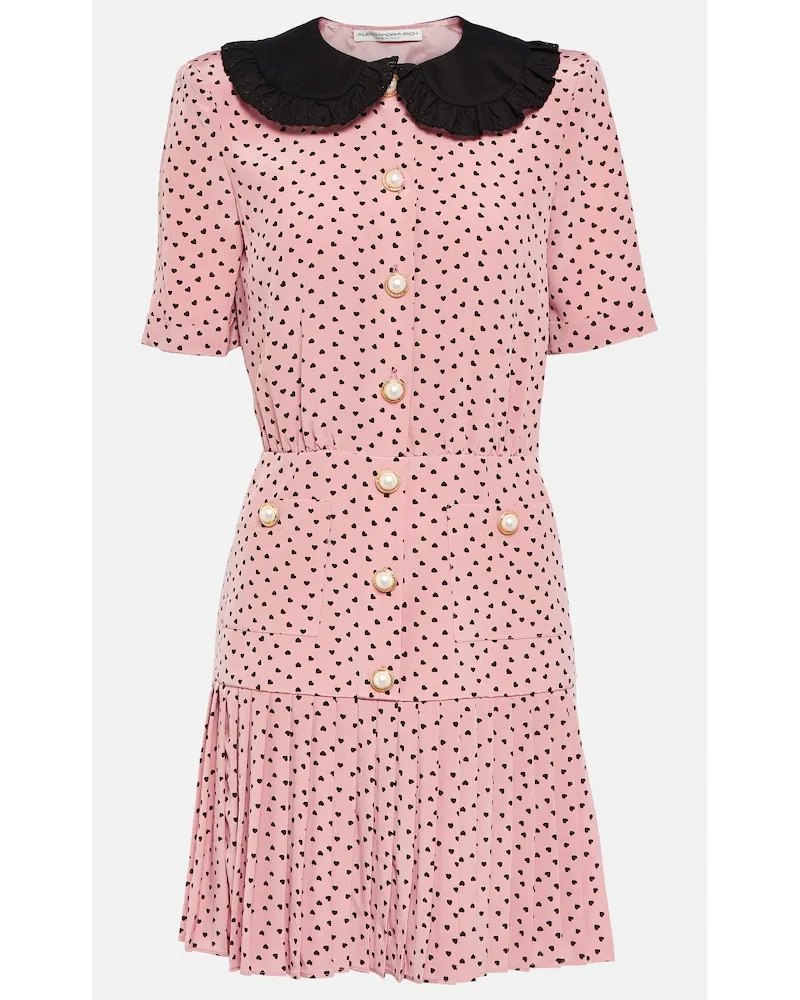 Alessandra Rich Miniabito in seta con stampa Rosa