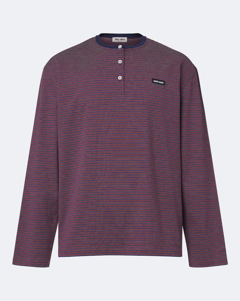 Miu Miu Top in jersey di cotone a righe Multicolore