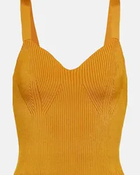 Vince Top cropped in maglia a coste Giallo