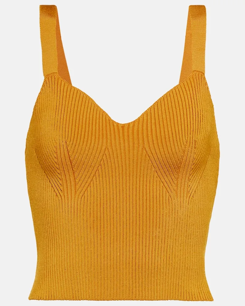 Vince Top cropped in maglia a coste Giallo