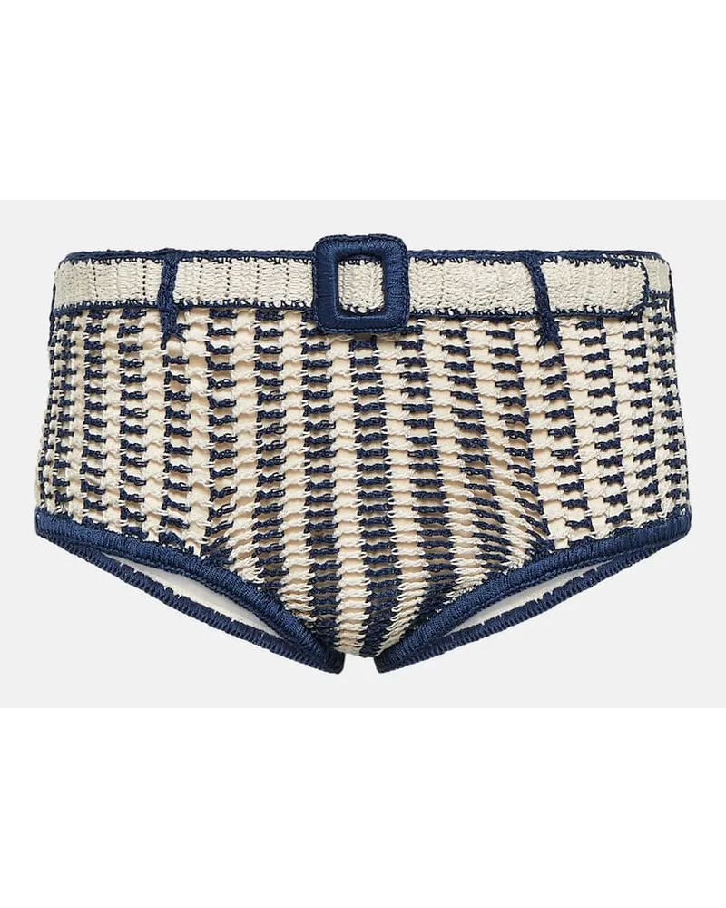 Anna Kosturova Slip bikini in crochet di cotone Blu